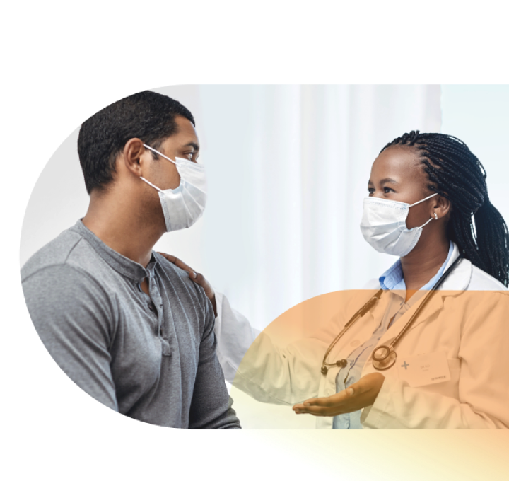 Masked patient with doctor 
